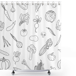 Personality  Pattern With Hand Drawn Vegetables Shower Curtains