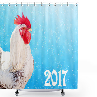 Personality  Christmas. White Rooster Shower Curtains