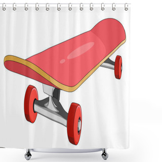 Personality  Vector Illustration Of Red Skateboard Cartoon Shower Curtains
