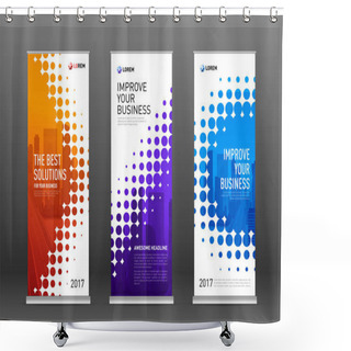 Personality  Construction Roll Up Banners Design Templates Set Shower Curtains