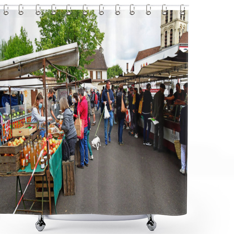 Personality  Verneuil Sur Seine; France - June 11 2020: The Market Shower Curtains
