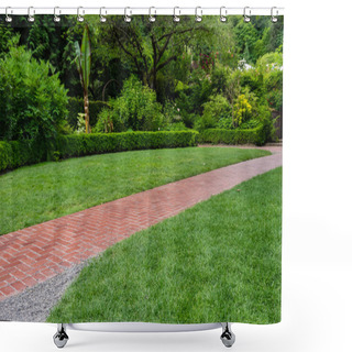 Personality  Brick Walkway Leading Through A Garden Shower Curtains