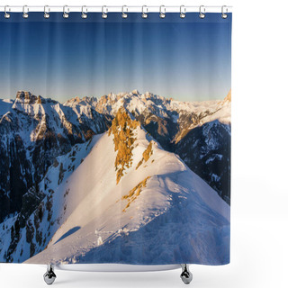 Personality  Morning View Of Dolomites At Belvedere Valley Near Canazei Of Val Di Fassa, Trentino-Alto-Adige Region, Italy. Shower Curtains