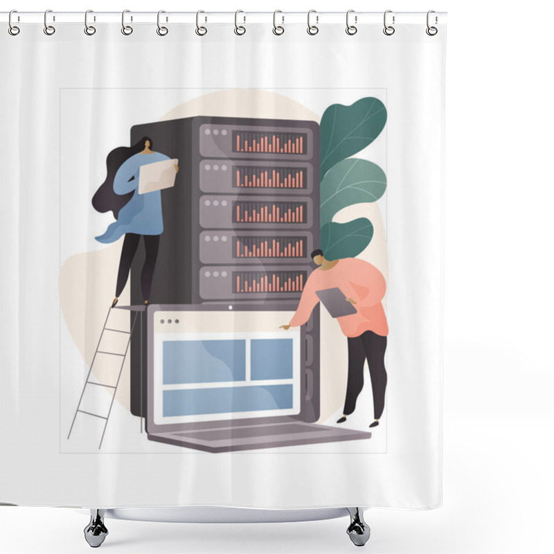Personality  Data Center Abstract Concept Vector Illustration. Shower Curtains