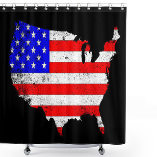 Personality  USA Outline And Flag Shower Curtains