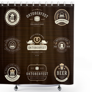 Personality  Beer Festival Oktoberfest Labels, Badges And Logos Set Shower Curtains