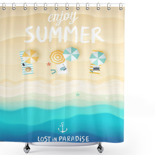 Personality  Tropical Beach Poster. Shower Curtains