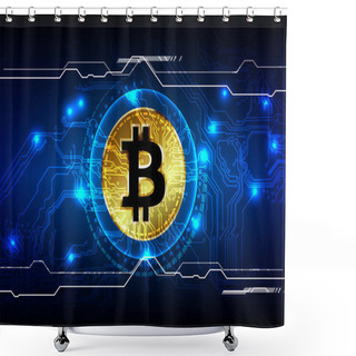 Personality  Abstract Bitcoin Digital Currency Background, Futuristic Digital Shower Curtains