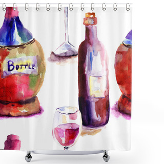 Personality  Seamlss Wallpaper With Bottles Shower Curtains