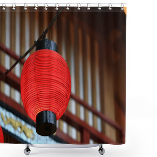 Personality  Japanese Style Red Lantern Shower Curtains