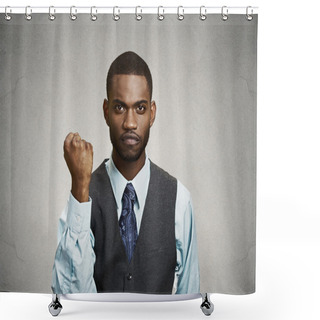 Personality  Angry Man With Fists Up In Air Shower Curtains