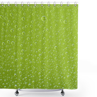 Personality  Clear Transparent Water Drops On Green Background Shower Curtains