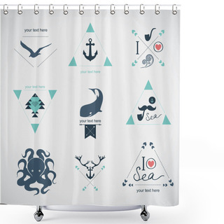 Personality  Hipster Icons Set Shower Curtains