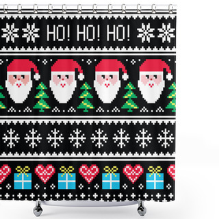 Personality  Christmas Jumper Or Sweater Seamless Pattern With Santa And Presents Shower Curtains