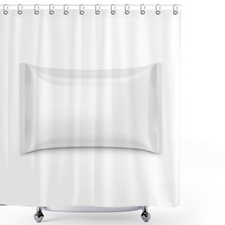 Personality  Blank Plastic Pouch Snack Packaging On White Background. Top View. EPS10 Vector Shower Curtains
