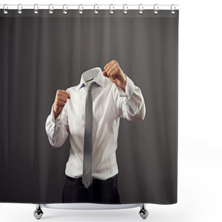 Personality  Businessman Stooding In A Fighting Stance Shower Curtains