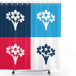 Personality  Bouquet Blue And Red Four Color Minimal Icon Set Shower Curtains