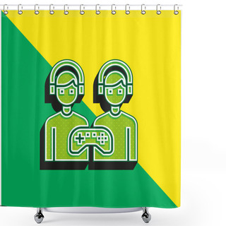 Personality  Battle Green And Yellow Modern 3d Vector Icon Logo Shower Curtains