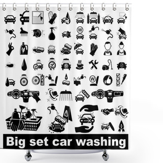 Personality  Car Wash Icons Set Shower Curtains