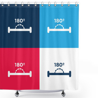 Personality  180 Degrees Angle Blue And Red Four Color Minimal Icon Set Shower Curtains