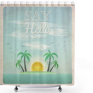 Personality  Vintage Summer Poster Vector Illustration   Shower Curtains