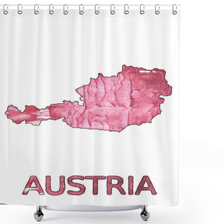 Personality  Austria Map Outline Cinnamon Satin Watercolor Shower Curtains