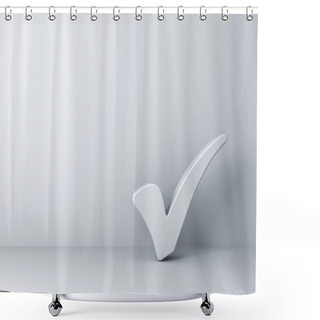 Personality  White Check Mark On Empty White Wall Shower Curtains