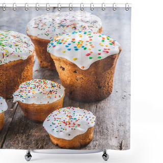 Personality  Several Kulich, A Traditional Russian Easter Bread, With Meringu Shower Curtains