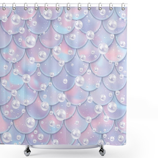 Personality  Fish Scales And Pearls Seamless Pattern. Mermaid Tail Texture. Vector Illustration Shower Curtains