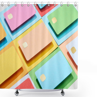 Personality  Multicolored Empty Credit Cards On Colorful Background Shower Curtains