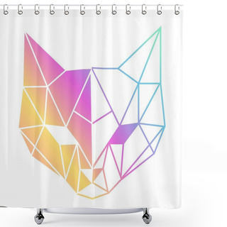 Personality  Geometric Cat Head. Vector Symbol Illustration. Shower Curtains