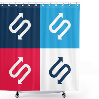 Personality  Arrow With Two Points In S Shape Blue And Red Four Color Minimal Icon Set Shower Curtains