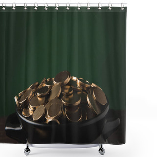 Personality  Close Up Of Golden Coins In Pot, St Patricks Day Concept Shower Curtains