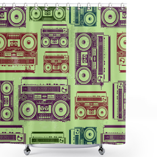 Personality  Hand Drawn Reel Recorder Shower Curtains