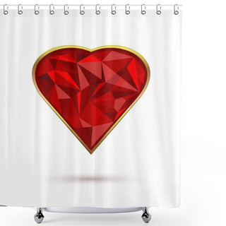 Personality  Diamond Heart In A Gold Frame Shower Curtains