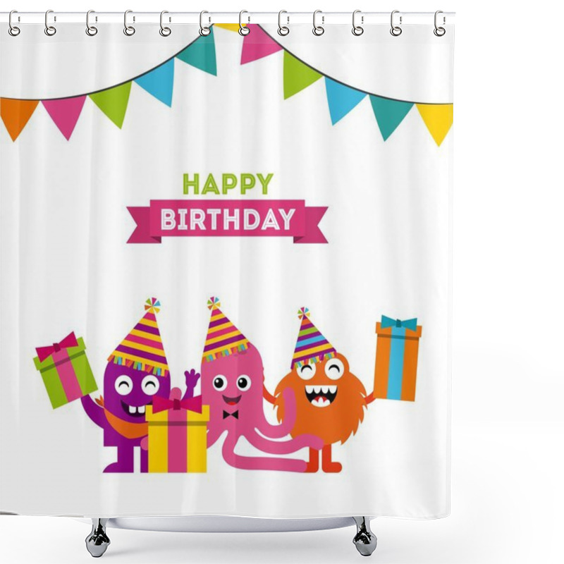 Personality  monster characters in birthday party shower curtains