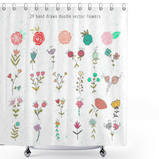 Personality  Set Of Doodle Flowers Shower Curtains