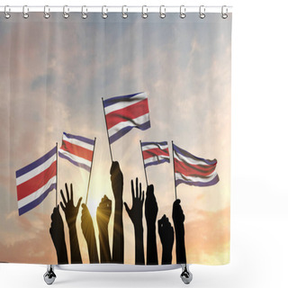 Personality  Silhouette Of Arms Raised Waving A Costa Rica Flag With Pride. 3D Rendering Shower Curtains