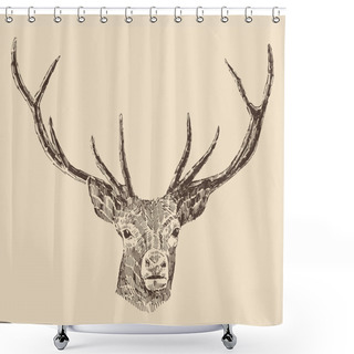 Personality  Hand Drawn Deer Head Shower Curtains