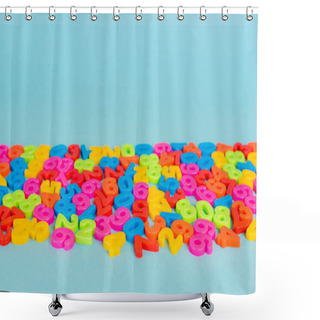 Personality  Colorful Plastic Numbers On Blue Surface With Copy Space Shower Curtains