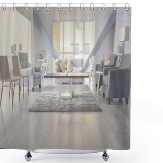 Personality  Interior Of Living Room Shower Curtains