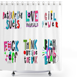 Personality  Girl Power Shirt Quote Lettering Set Shower Curtains