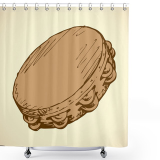 Personality  Tambourine. Vector Drawing Shower Curtains