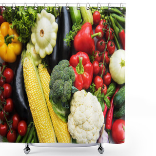 Personality  Healthy Eating Background - Different Raw Vegetables Shower Curtains