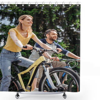 Personality  Couple Riding Bicycles Shower Curtains