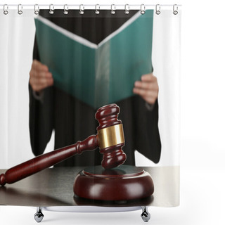 Personality  Judge Read Verdict On White Background Shower Curtains