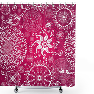 Personality  Christmas Red Repeating Pattern Shower Curtains