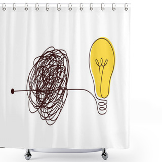 Personality  Complex Scribble Lines Knot Simplified Into Light Bulb. Shower Curtains