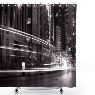Personality  Busy Traffic In Hong Kong At Night In Black And White Shower Curtains