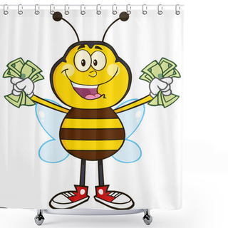 Personality  Bee Cartoon Character Shower Curtains